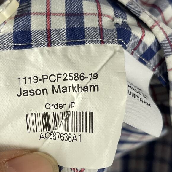 Proper Cloth Shirt Mens 2XLT Plaid Button Up Performance Long Sleeve Stretch - Picture 9 of 14